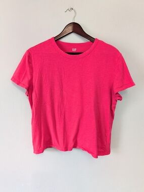 GAP Forever Soft Cropped 100% Cotton Crewneck T‑Shirt Bright Pink Size Large
